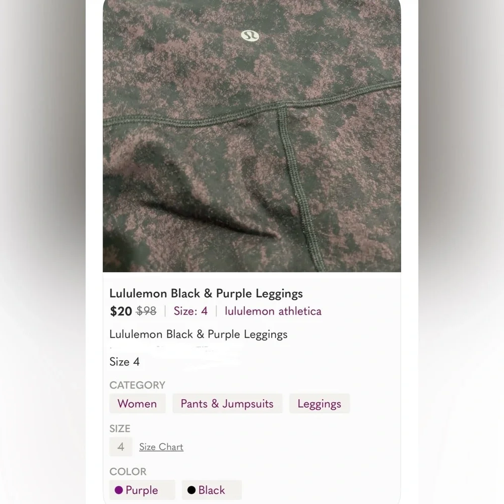 lululemon athletica Dark Plum Printed Leggings 4
